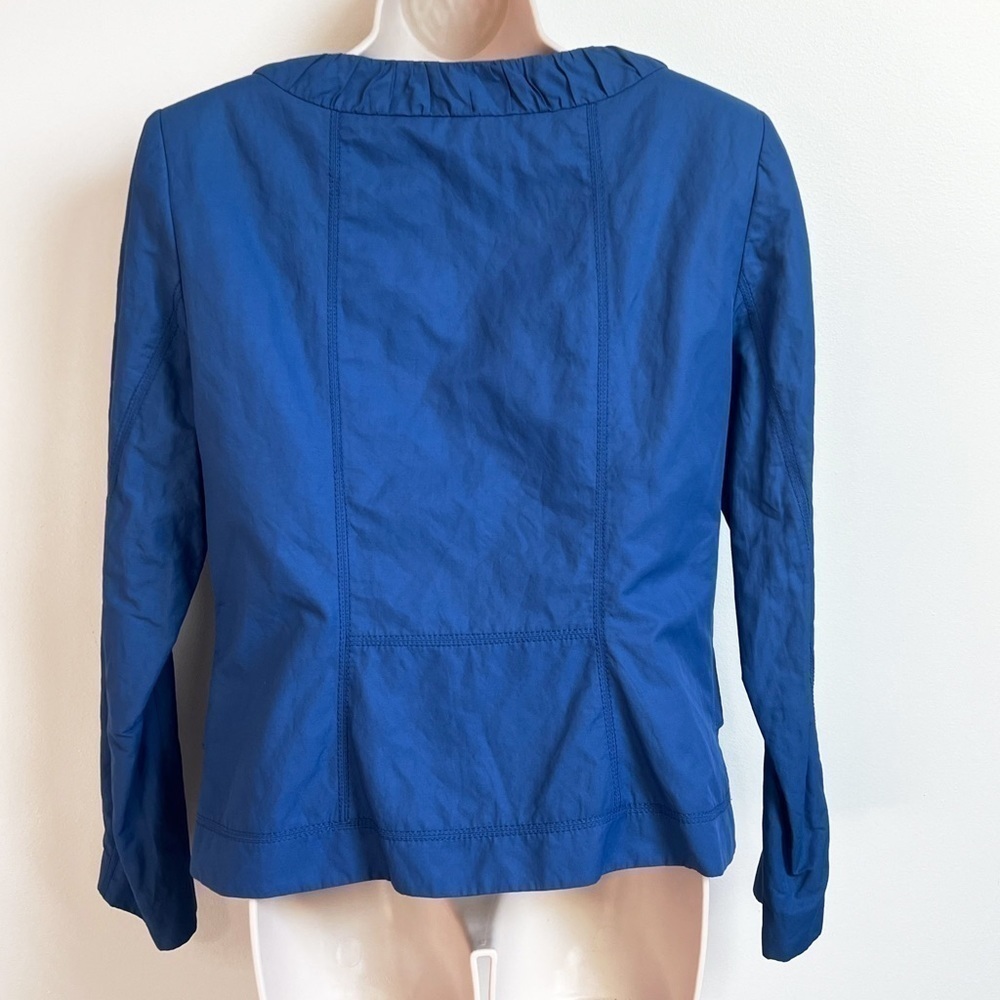 Elie Tahari short full zip round neck blue lightweight jacket medium - Picture 3 of 10